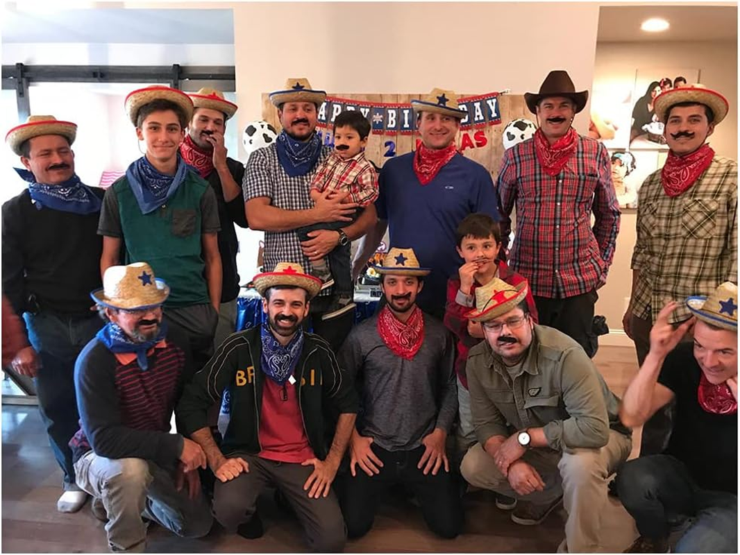 Uyuxxu 24 Pcs Black Fake Mustaches,Novelty Self Adhesive Mustaches,Fancy Costume Fake Moustaches Stickers Set for Masquerade Party or Halloween, Black image number 1