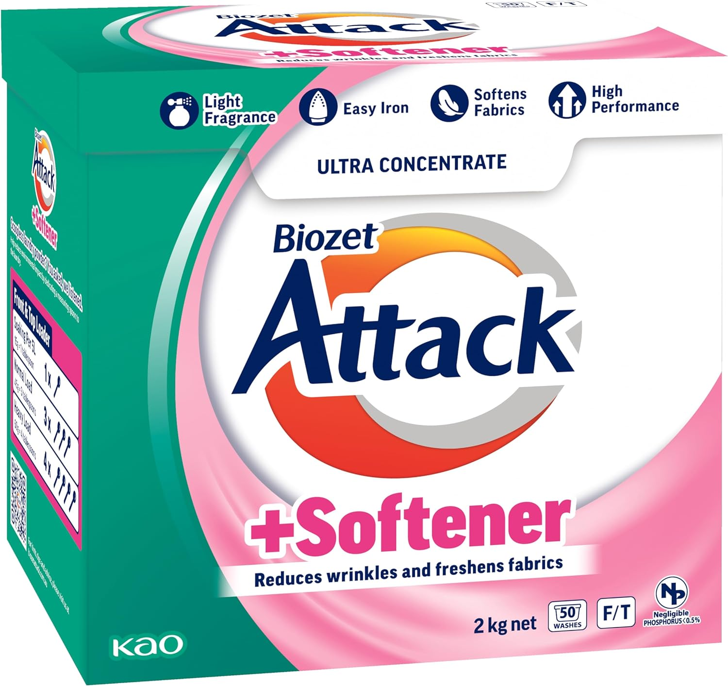 Biozet Attack plus Softener Powder Detergent, 2 Kilograms