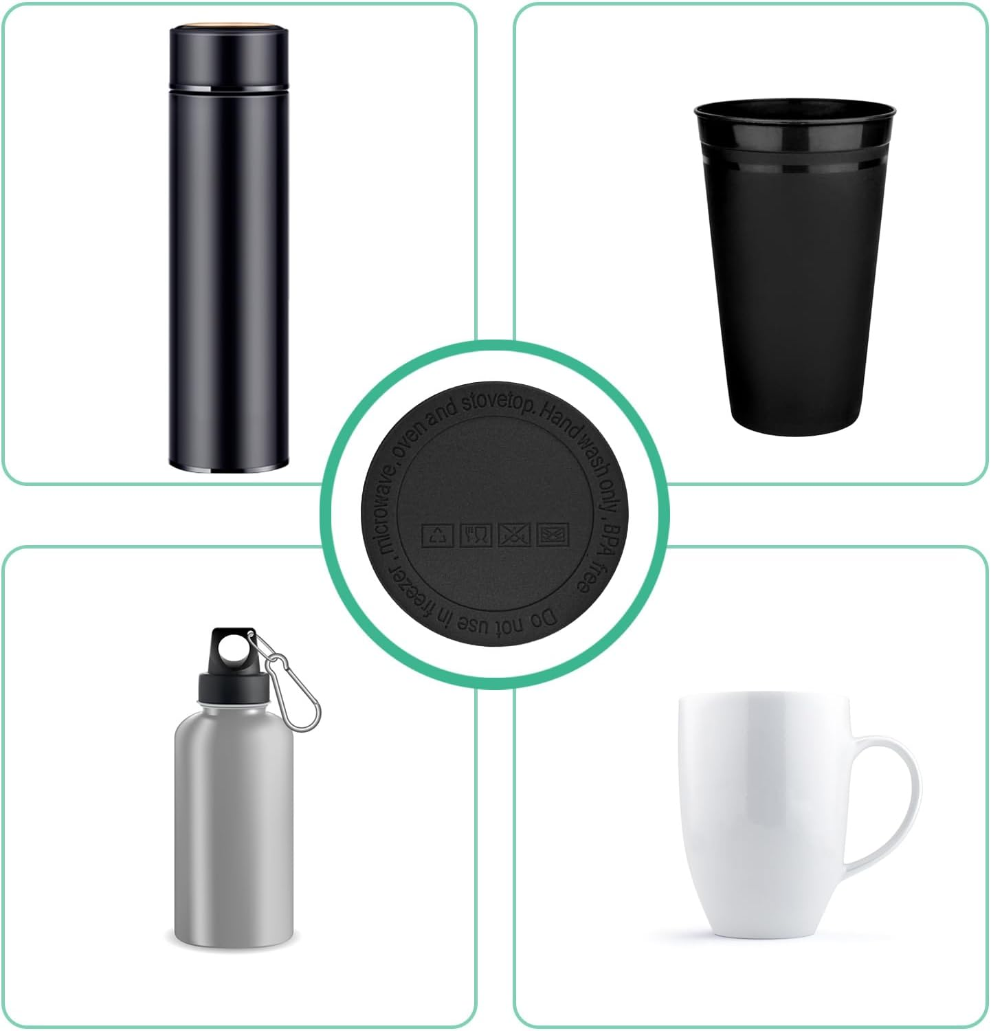 Binxus 30Pcs Rubber Bottoms for Sublimation Tumblers, Protective anti Slip Silicone Bottoms with Adhesive for Tumbler for Skinny Tumblers, Wine Glasses Jars (Black) image number 1