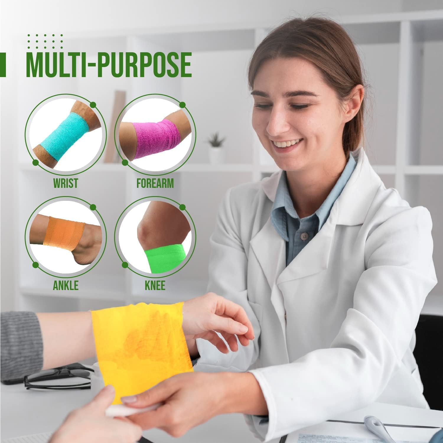 Pet Self Adhesive Bandage,12 PCS Vet Wrap Bulk,Waterproof Self Adherent for the People or the Pet(Cat, Dog, Horse and so One) image number 1