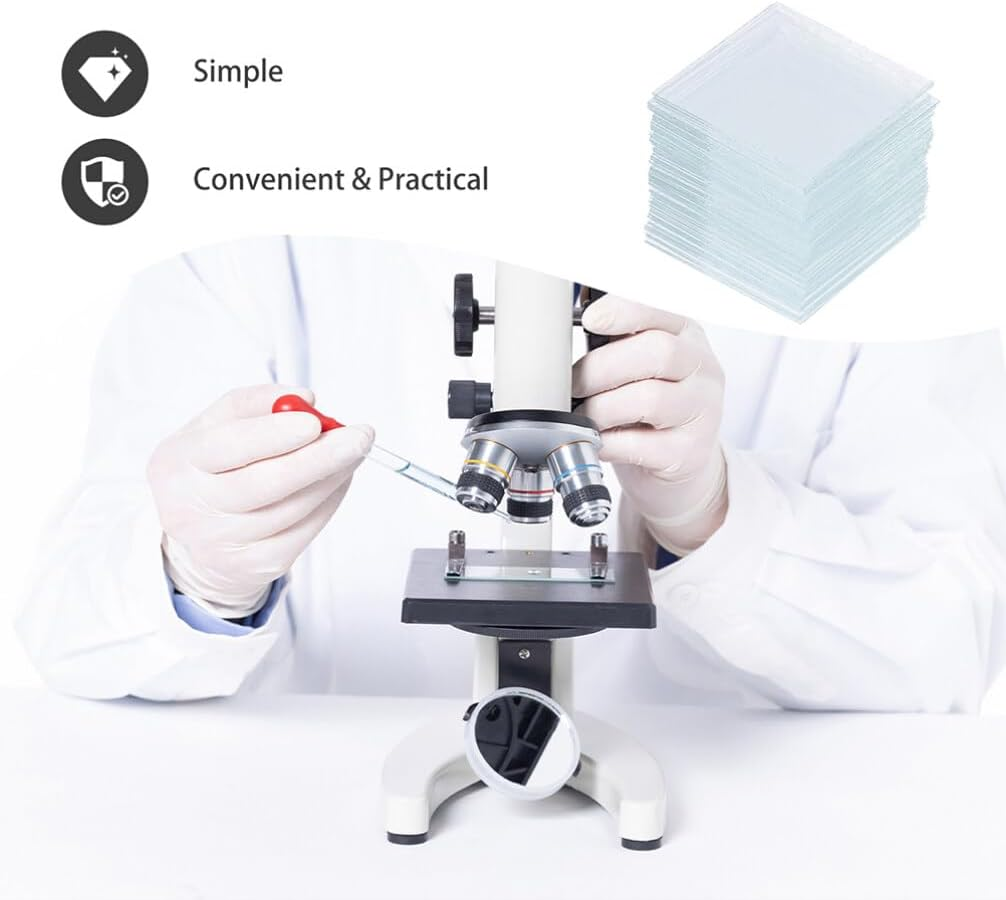 SOLUSTRE Microscope Slides 500Pcs 22X22Mm Glass Cover Slips for Laboratory Specimen Preparation and Microscope Use image number 1