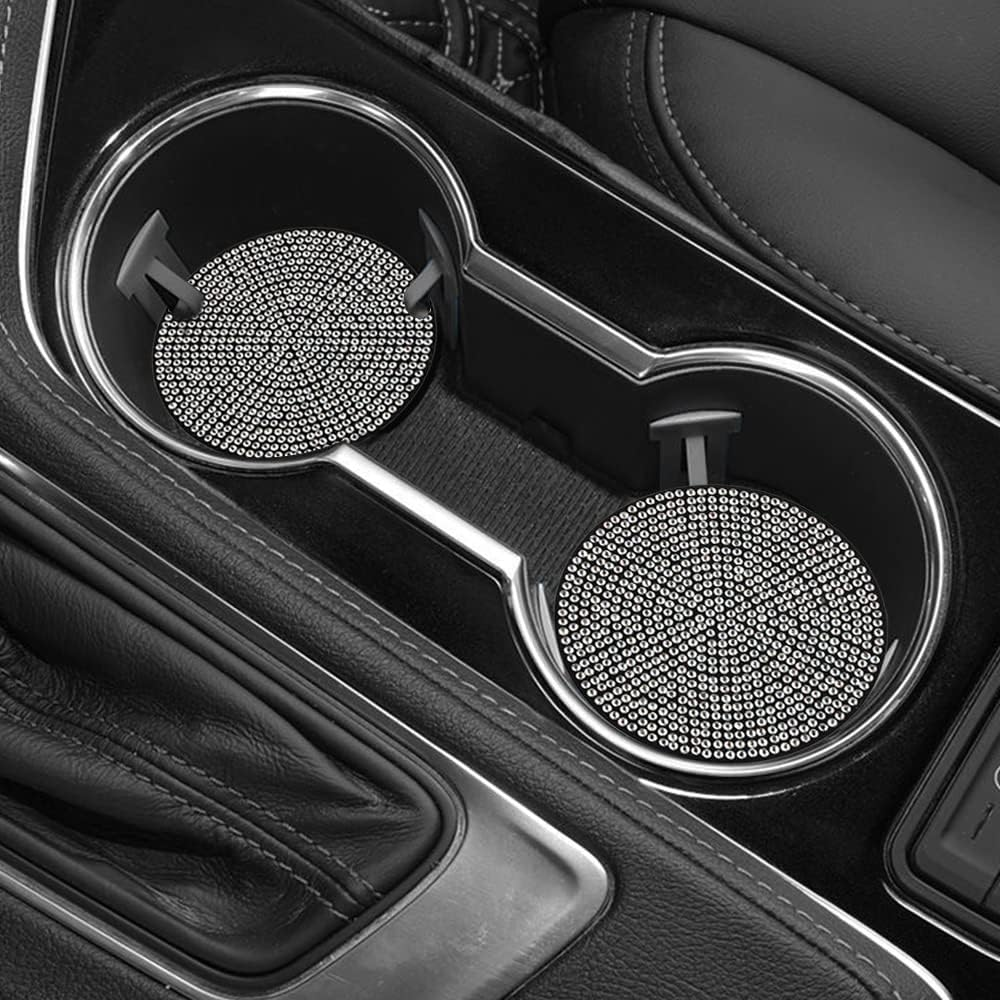 Sourceton 10 Pcs Sparkling Car Decoration Flower Set, Cute Set for Car Decoration, Glitter Coaster and Multicolor Flowers Air Outlet Petals (White, Pink, Glitter, Black) image number 6