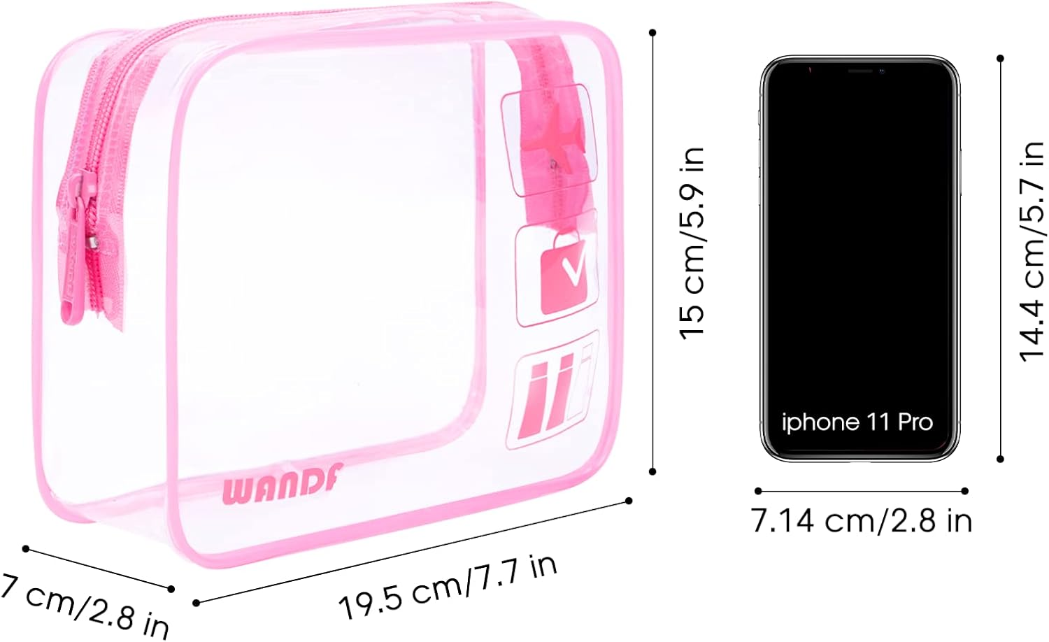 Clear Travel Toiletry Bags with Zippers Portable Waterproof Travel Accessories Quart Size Toiletries Cosmetic Pouch Makeup Bags for Men and Women (2 Pcs Pink) - Blue image number 3