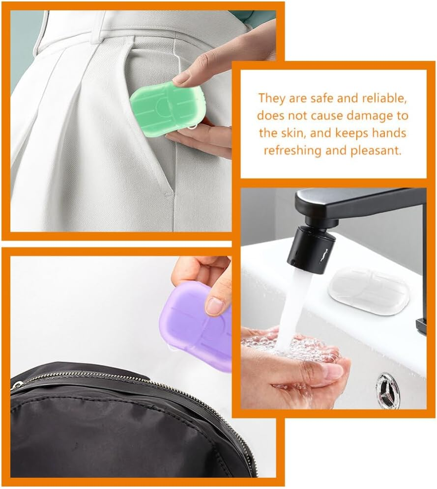 Sosoport 4 Pack Pp Material Soap Sheets Portable Hand Wash Soap for Camping Travel image number 2