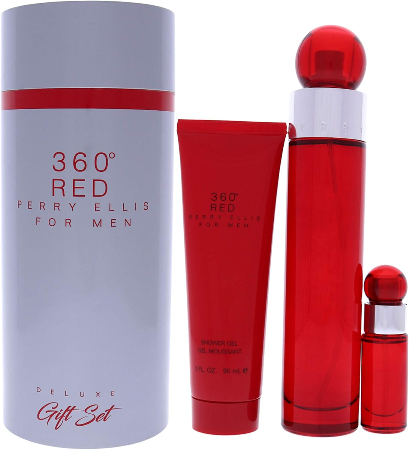 Perry Ellis 360 Red by Perry Ellis Gift Set - 3.4 Oz Eau De Toilette Spray + .25 Oz Mini EDT Spray + 3 Oz Shower Gel in Tube Box image number 1