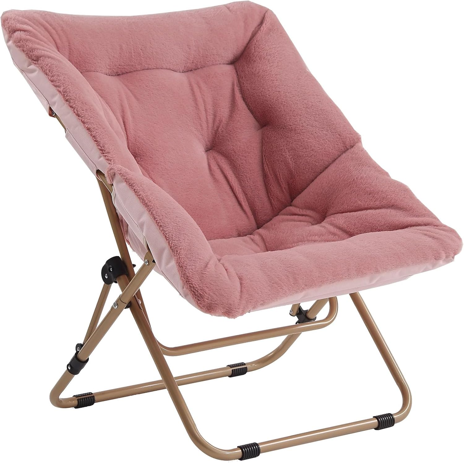 Tiita Comfy Saucer Chair, Soft Faux Fur Oversized Folding Accent Chair, Lounge Lazy Chair for Teens Adults, Metal Frame Moon Chair for Bedroom, Living Room, Dorm Rooms