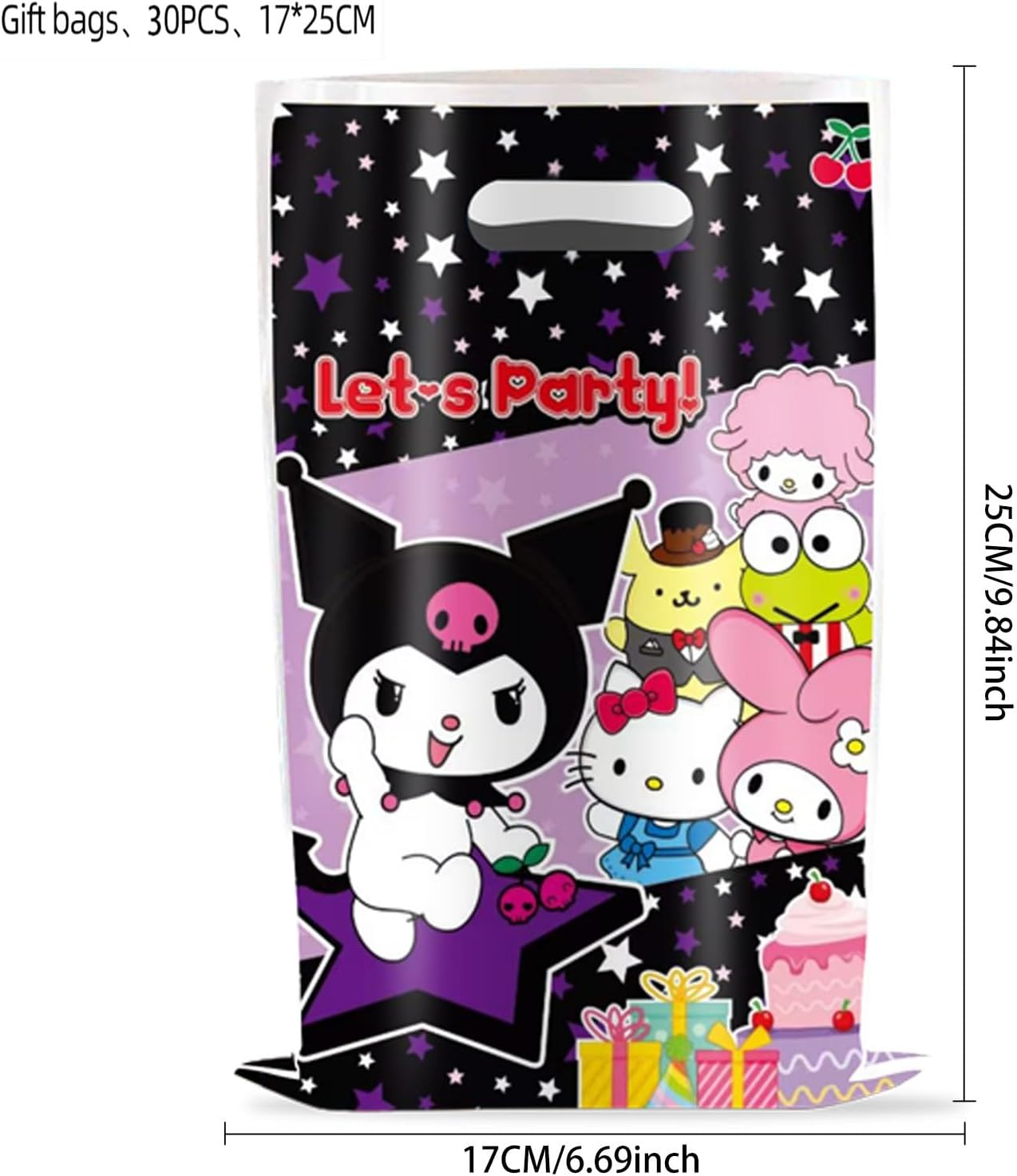 Losede 30Pcs Birthday Party Gift Bags (2 Pack) - Black, 6X9 Inches - Cartoon Theme - Gift Bags - Party Supplies image number 1