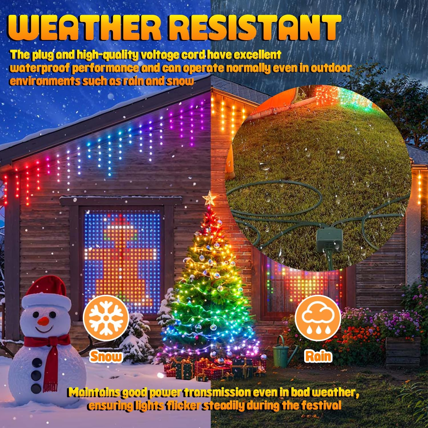 HUAREW Fairy Lights Extension Splitter 72 Inches, 2-Pin Fairy Lights Extension Cable IP44 Waterproof, for Indoor and Outdoor Lights, Fairy Lights, Icicle Lights (1 to 4) image number 5