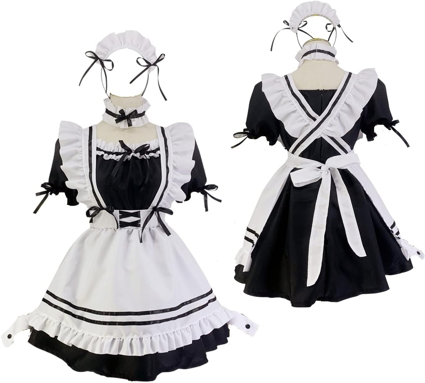 Japanese Girl Anime Cosplay Costume Maid Ladies French Apron Apparel Set Sailor School JK Clothing image number 1