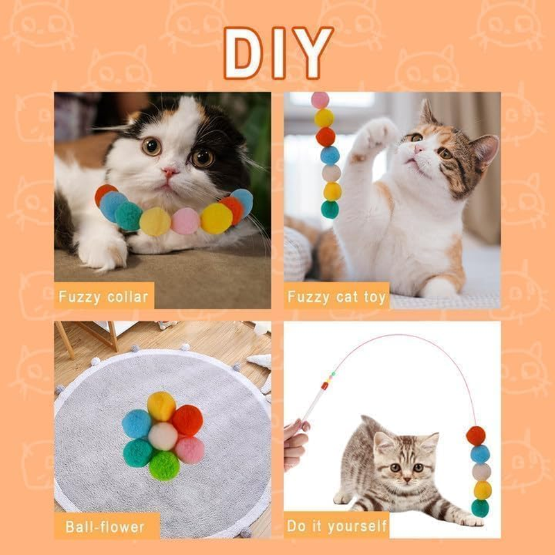 Cat Toy Balls, 100Pcs 1.2Inch Cat Pompom Ball and 1 Cat Ball Toy Launcher, Colorful and Soft Interactive Cat Balls, Active Cat Exercise Toys for Indoor image number 5