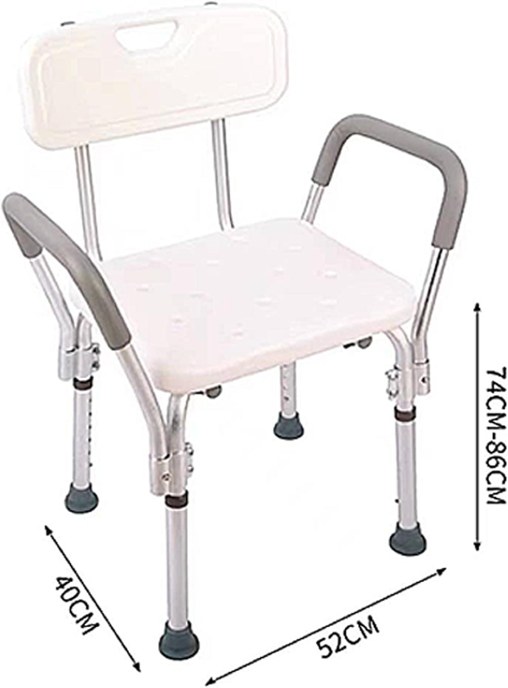 Adjustable Shower Chair with Assist Grab Bar - Anti-Slip Bath Stool for Elderly & Disabled - Durable Aluminum Legs - Tool-Free Assembly (Shower Chair with Back and Arm) image number 1