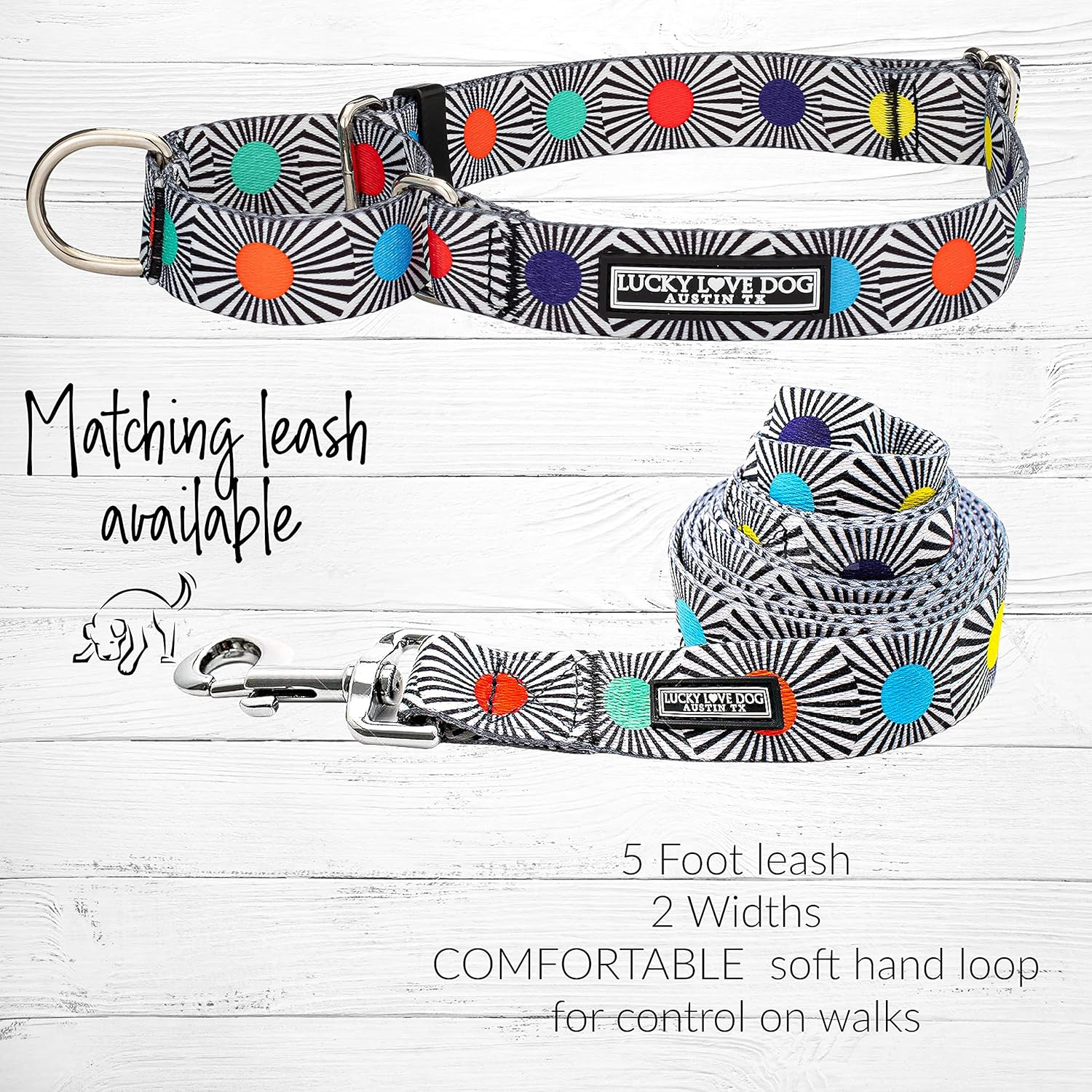 Lucky Love Dog, Adjustable Fun Style Martingale Collar for Dogs, Comfy & Bright Color, Premium No Slip Dog Collar - (Medium, SOCO Mart) image number 5