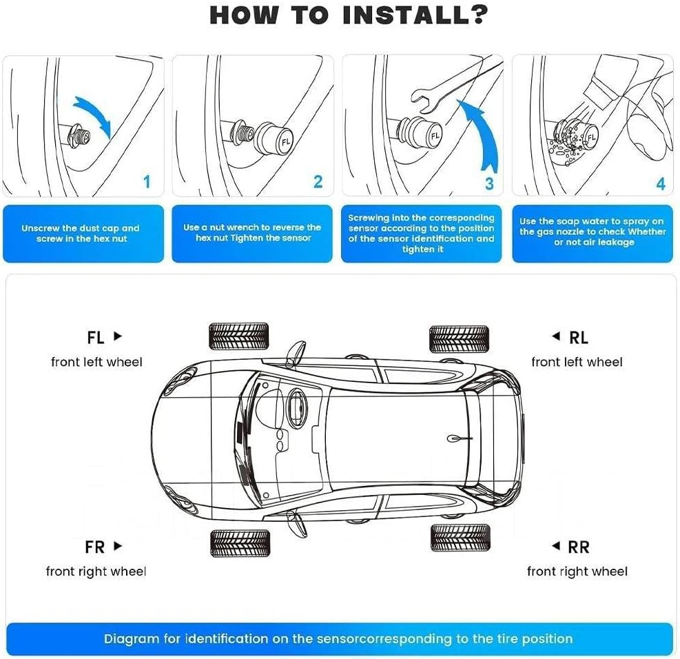 USB Car Tyre Pressure Monitoring System, Android TPMS for Android Navigation with 4 External Sensors, Auto Alarm, TPMS for Trucks Campers Trailers Sedan SUV RV MPV 0-116Psi image number 2
