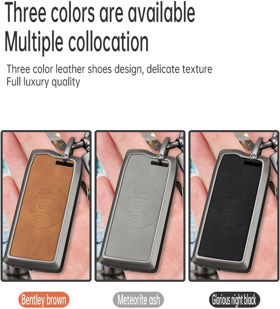 Ontto Metal Leather Key Fob Cover Fit for Chery Tiggo 8Plus Tiggo 8 New 5 plus 7Pro Max Omoda 5 C5 Smart Key Shell Case Keyring Key Holder Keychain Accessories image number 1