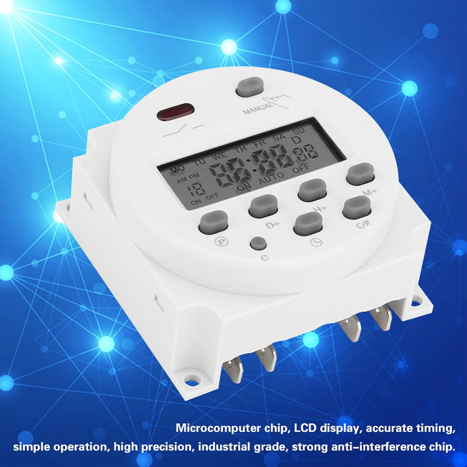 12V Timer Switch,Cn101A 12 Volt Timer Switch,Input DC/AC 12V, Output 200-250V Ac,Programmable Timer Time Relay Switch Support 17 Times Daily Weekly Program image number 2