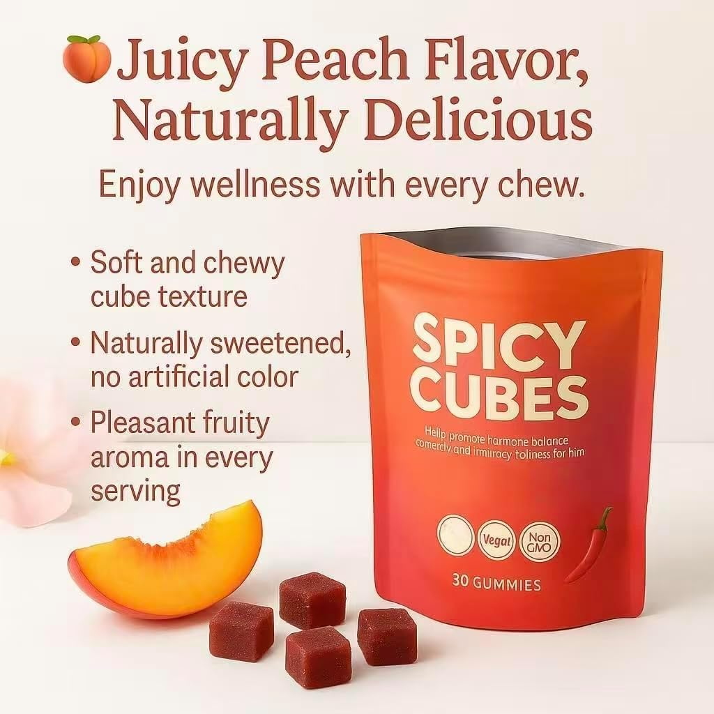 Spicy Blocks, Intimacy Gummies, Spicy Cubes Hot Peach Gummies,Calmness and Intimacy Wellness &ndash; 30 Gummies ,1 Pcs image number 3