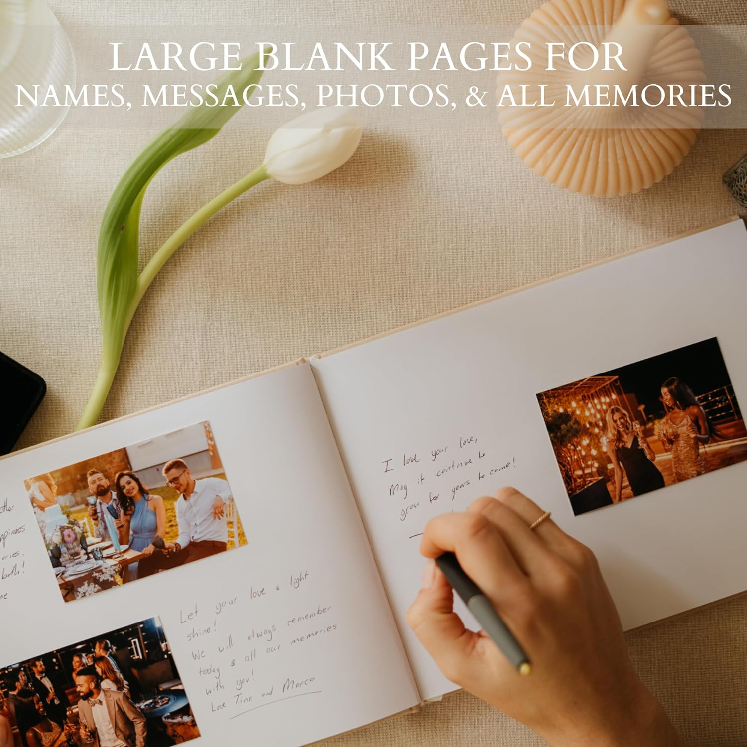 ZICOTO Beautiful Wedding Guest Book for Your Wedding Reception - Simply Elegant Guestbook to Sign in - the Perfect Wedding or Baby Shower Guest Book and Addition to Your Big Day image number 5