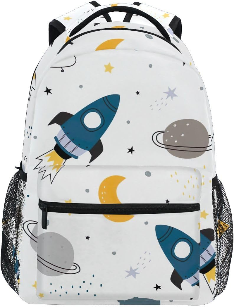 GAIGEO Black Space Rockets Planets Backpack School, Adjustable Straps 15L Boys Backpacks Ages 8-10 with Name Tag Easy Care, S image number 3