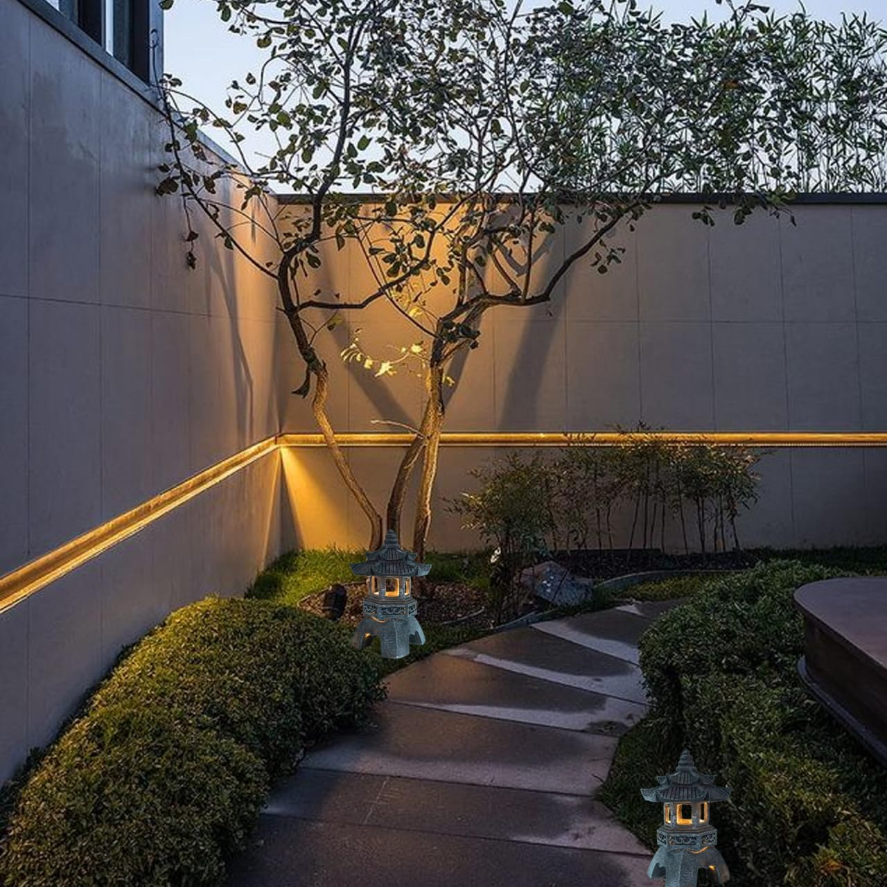 Iplusmile Solar Resin Court Lantern Chinese Zen Garden Lamp for Outdoor Solar Garden Floor Lamp for Garden and Patio image number 1