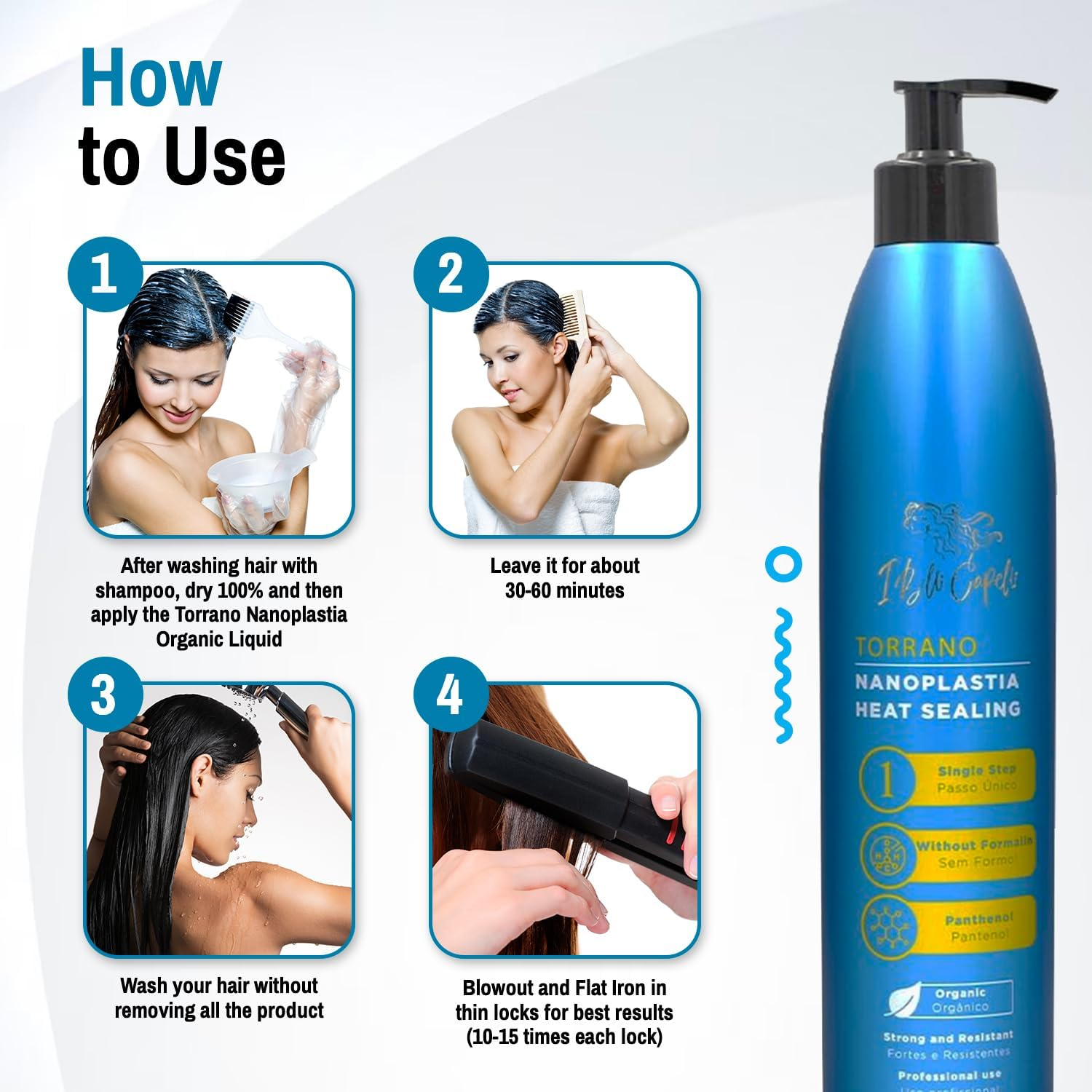 I Belli Capelli Torrano Keratin Kit, Keratin Hair Treatment Straightening in 1 Step (500Ml) + Argan Oil Mask (500G)-Nanoplastia Keratina Para Alisar El Pelo Sin Formol- Progressiva (2 Pack) image number 6