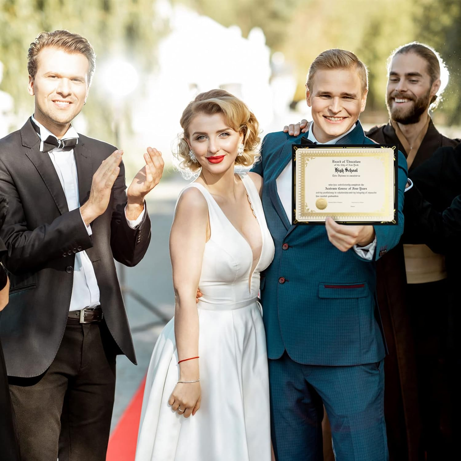 Fainne 50 Sets Certificate Kit Includes 50 Pcs 9.5 X 12 Inch Certificate Holders 50 Pcs Letter Size Papers 50 Pcs Foil Award Seals Diploma Covers for Appreciation(Black, Gold) image number 3