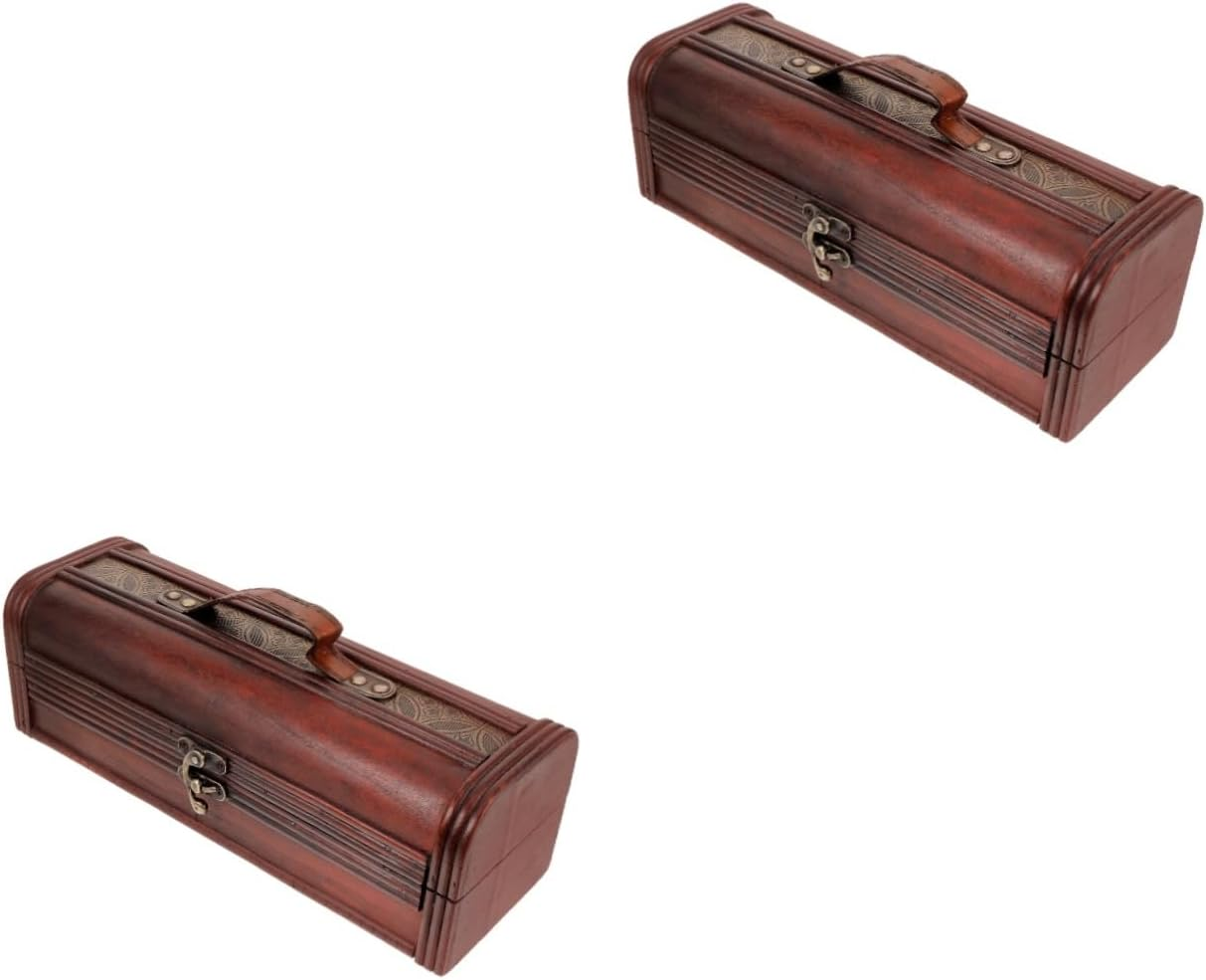 Healeved Wooden Wine Box Vintage Style Wine Carrier Box for and Beer Bottles Portable Packing Case for Birthdays Weddings and Special Events 13.4X4.7X4.2 Inches