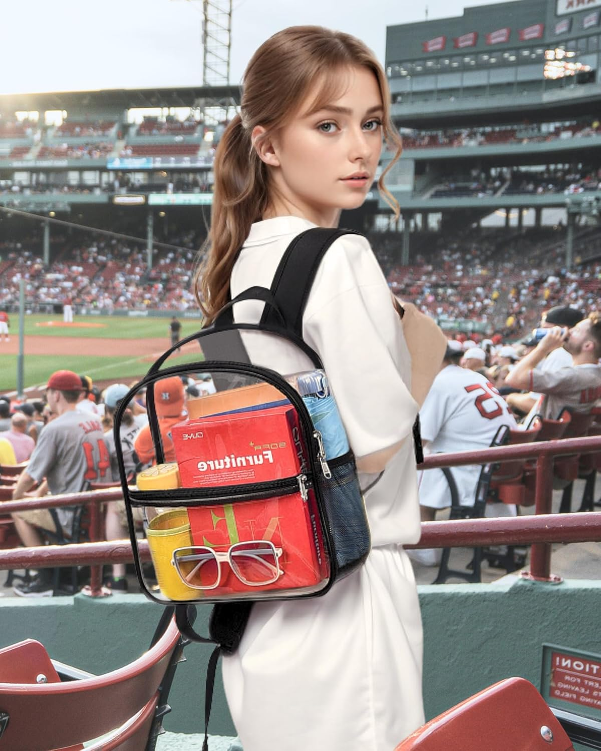 Paxiland Clear Backpack Stadium Approved 12&times;12&times;6, Clear Heavy Duty Mini Backpack for Concert Sport Events Work Travel School - Blue image number 5