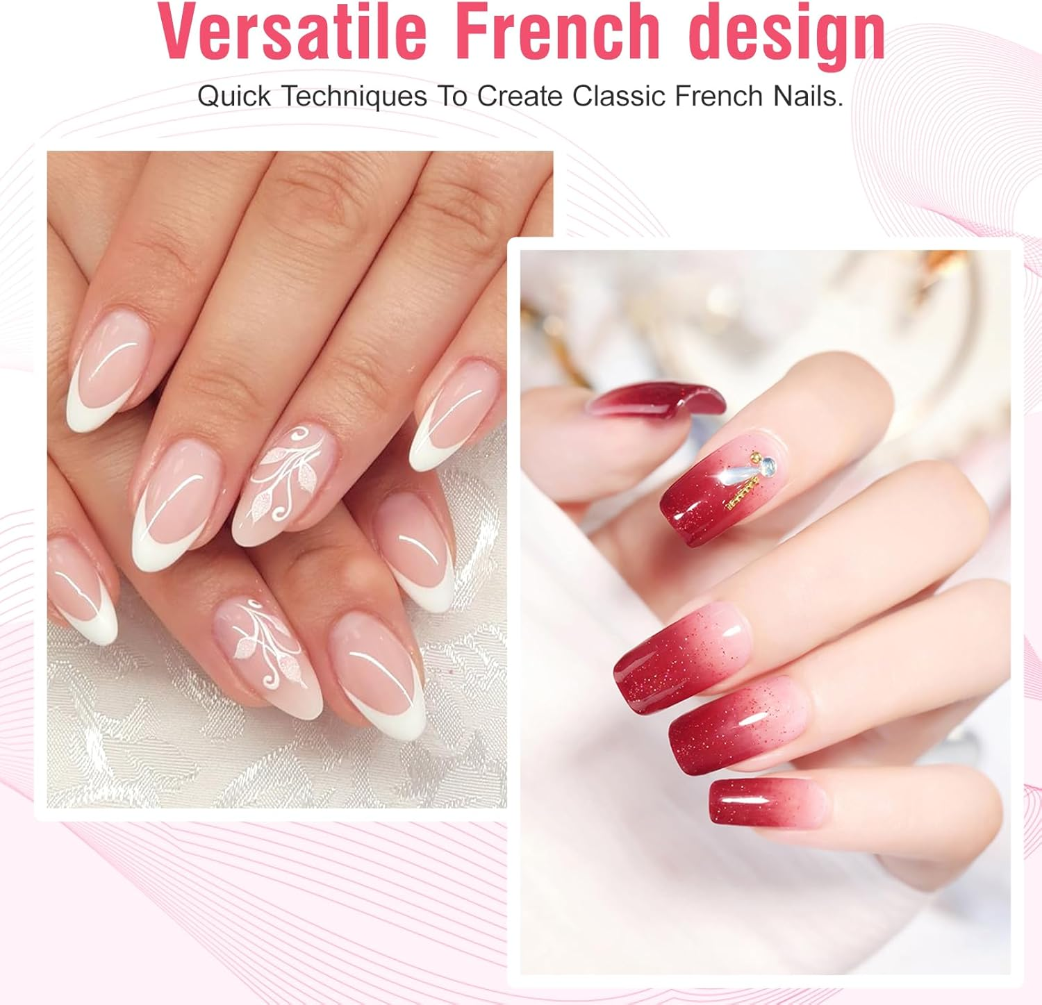 French Tip Nail Tool, Nail Stamp Long & Short Jelly Nail Stamper, Silicone Nail Brush, French Manicure Kit Upgraded Model Tear-Resistant, Nail Art Tools for DIY Salon & Home image number 4