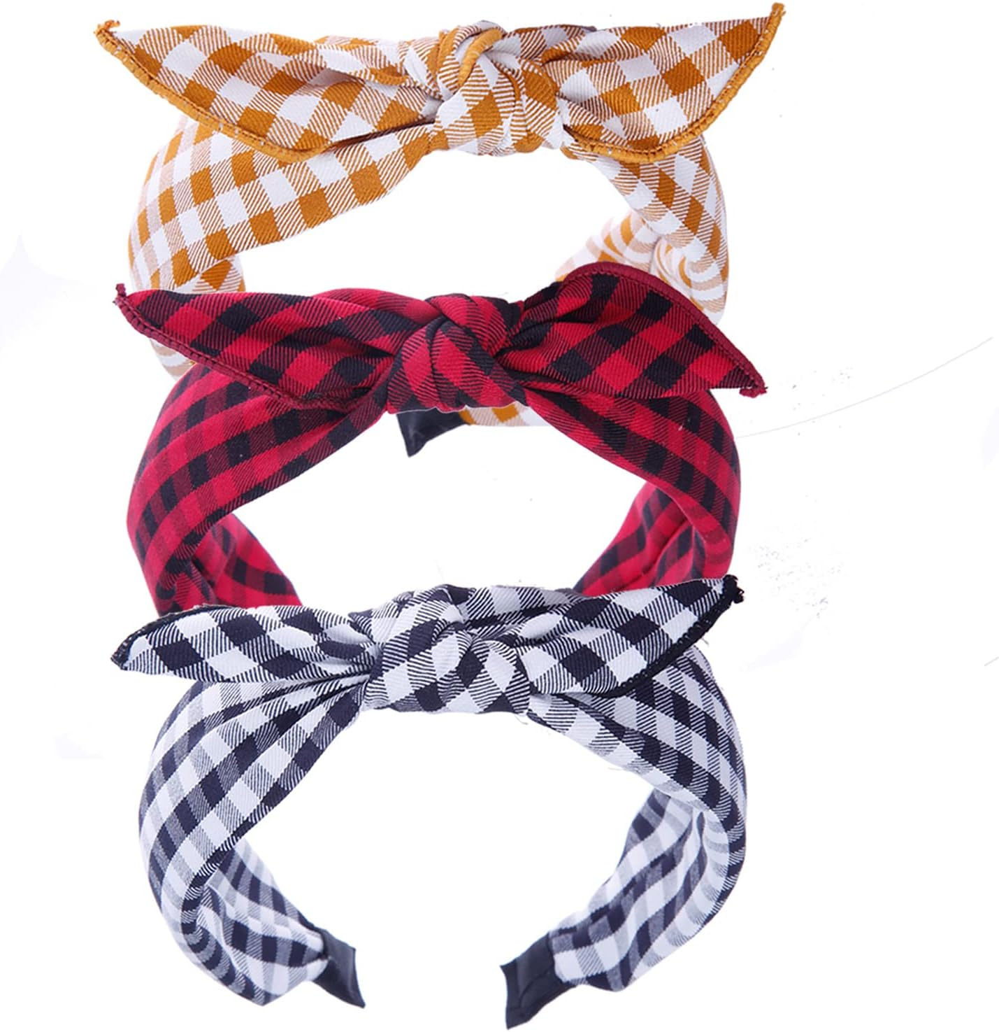 Plaid Bow Headbands for Women Christmas Bandana Headband Tartan Headband Rabbit Ear Cute Holiday Headbands Hair Accessories image number 3