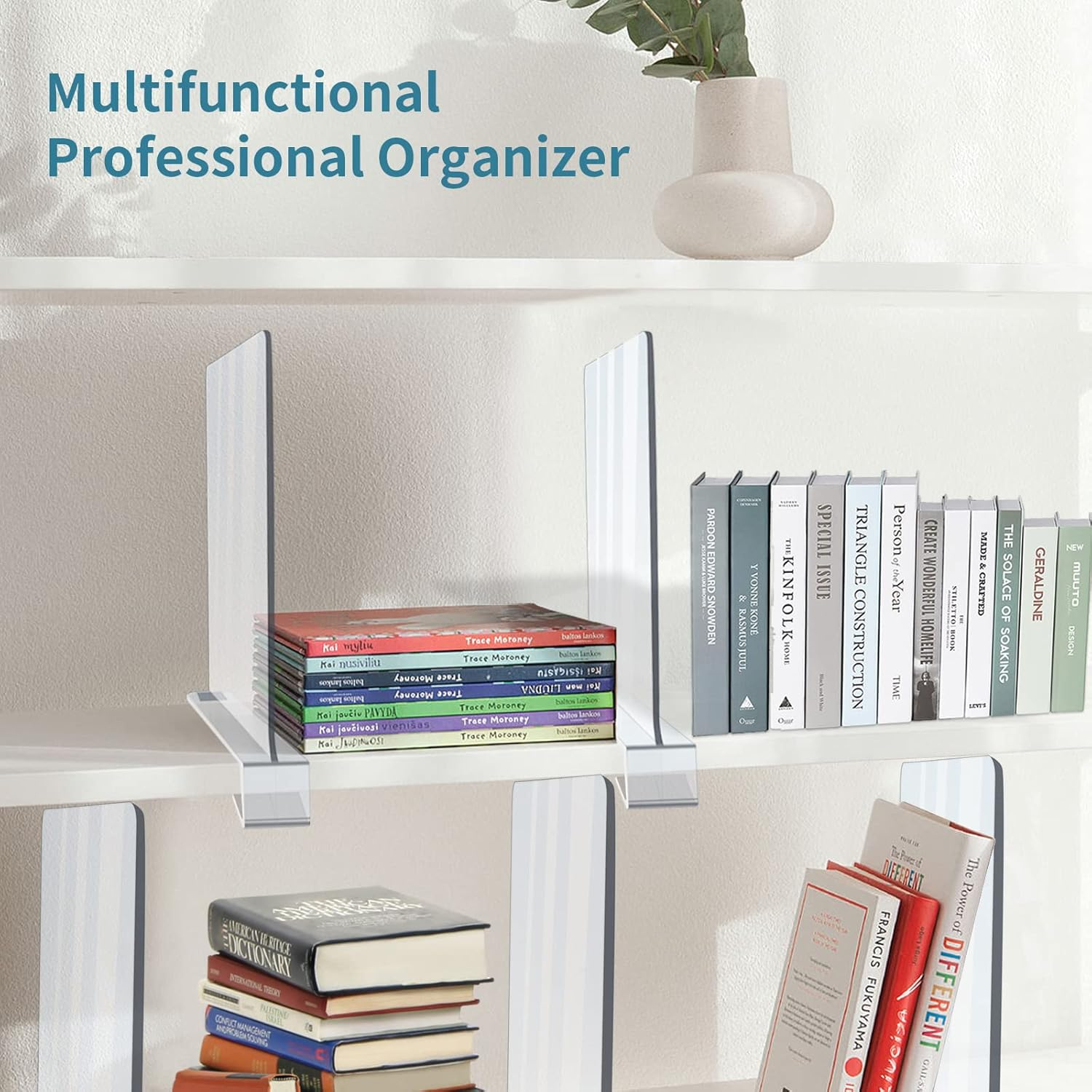 Acrylic Shelf Dividers for Closet Organization, Clear Closet Shelf Separators for Wooden Shelving, Adjustable Acrylic Bookshelf Organizers for Kitchen Cabinets and Bedroom (8PCS) - 4Pcs image number 3