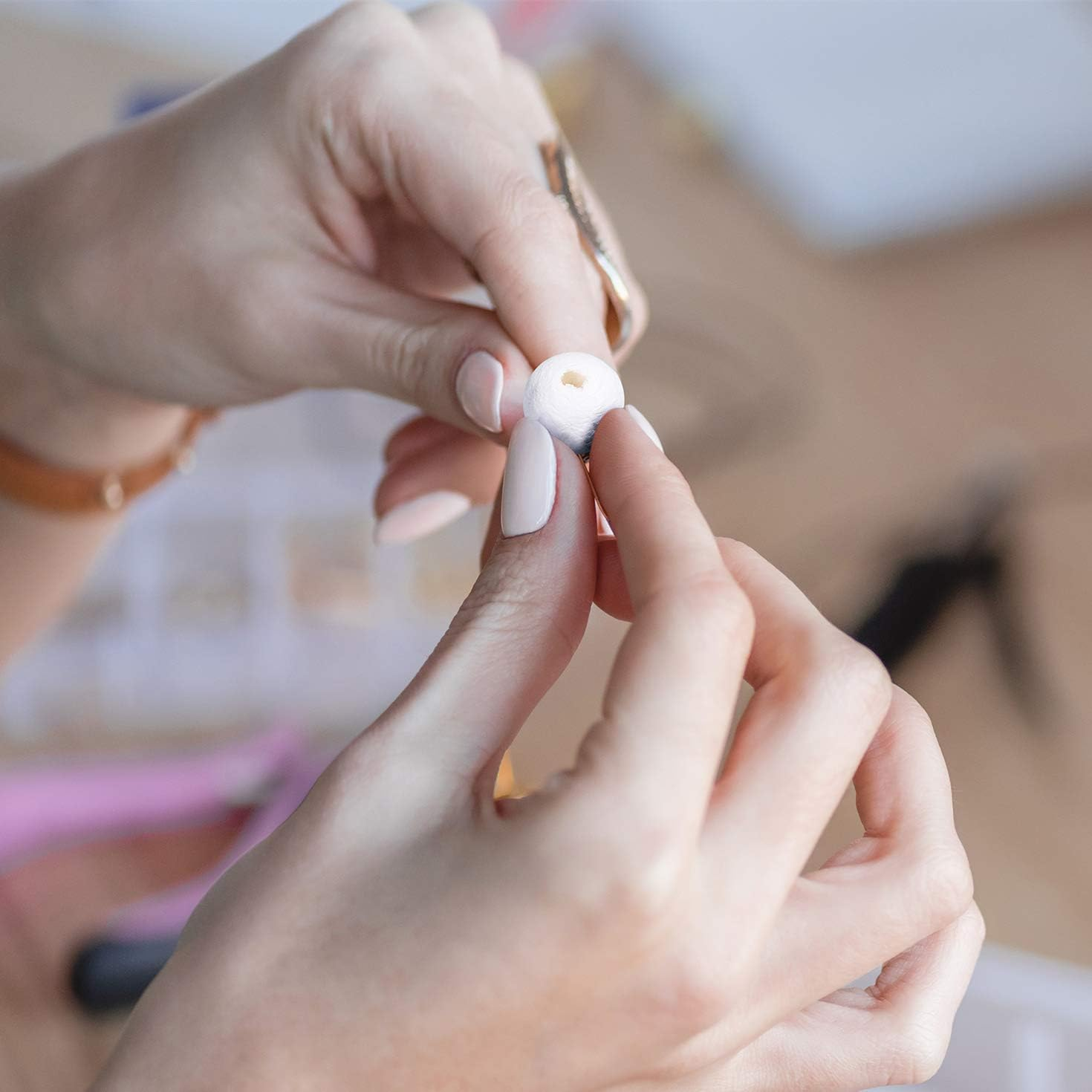 100 Pieces Cotton Spun Paper Balls 15 Mm White Natural Spun Cotton Paper Balls Coloring for Making Flowers DIY Crafts Decorations image number 1