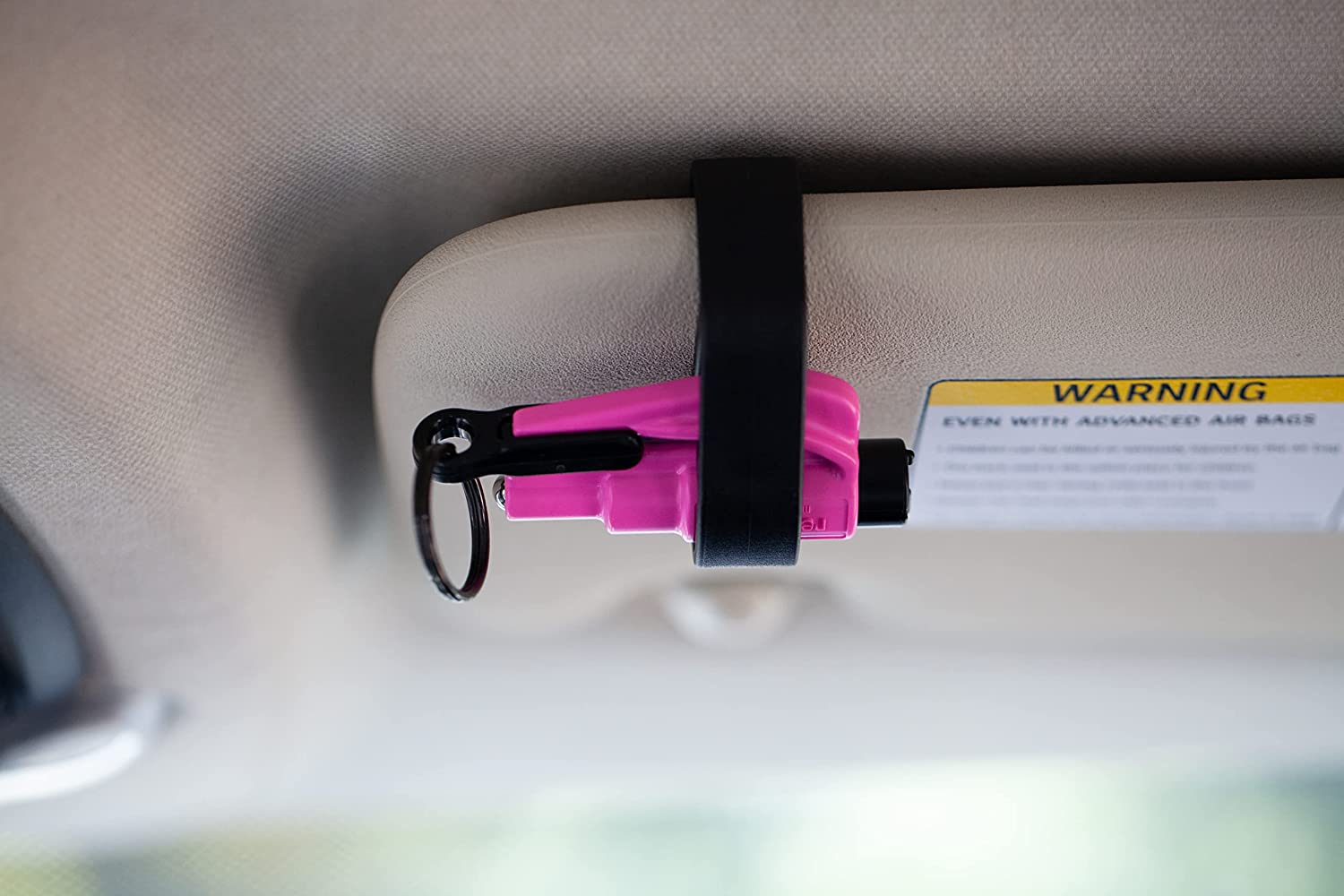 Resqme Accessory Pack the Original Emergency Keychain Car Escape Tool, 2-In-1 Seatbelt Cutter and Window Breaker, Made in USA with Visor Clip, Lanyard, Keyring and Cable Tie - Pink image number 5
