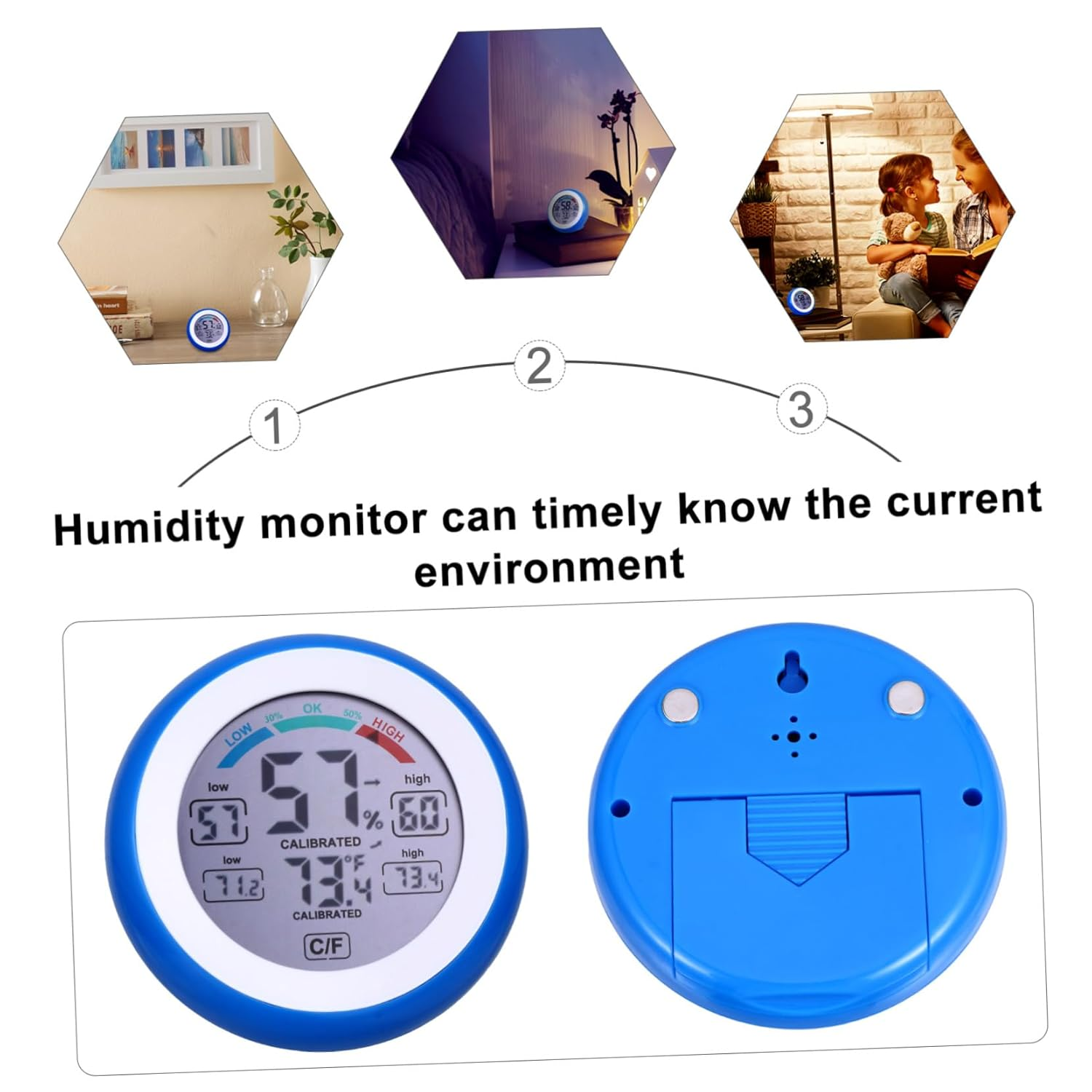 Yardwe Multi-Functional Digital Temperature Gauge and Indoor Hygrometer with Touchscreen round Display High Precision Humidity for Office Bedroom Greenhouse Bracket Switchable Units image number 3