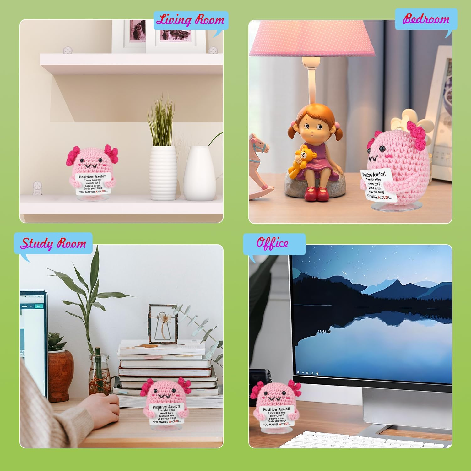 SZMDLX Handmade Crochet Axolotl, Positive Emotional Support Animals Doll Cute Knitted Stuffed Themed Gifts Worry Dolls for Birthdays,Home Office,Party Decorations (Cute Salamander) - Bee image number 6