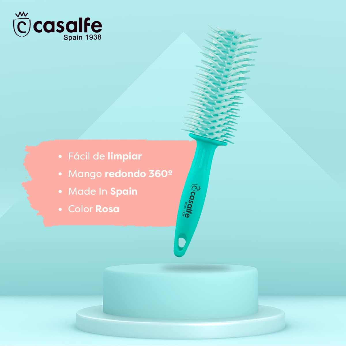 Casalfe Pro Curly Anti-Pull Brush for Curly/Rebel Hair, Hair Brush with Flexible Picks and Textured Nano, Prevents Hair Breakage, Tiffanys Colour image number 2