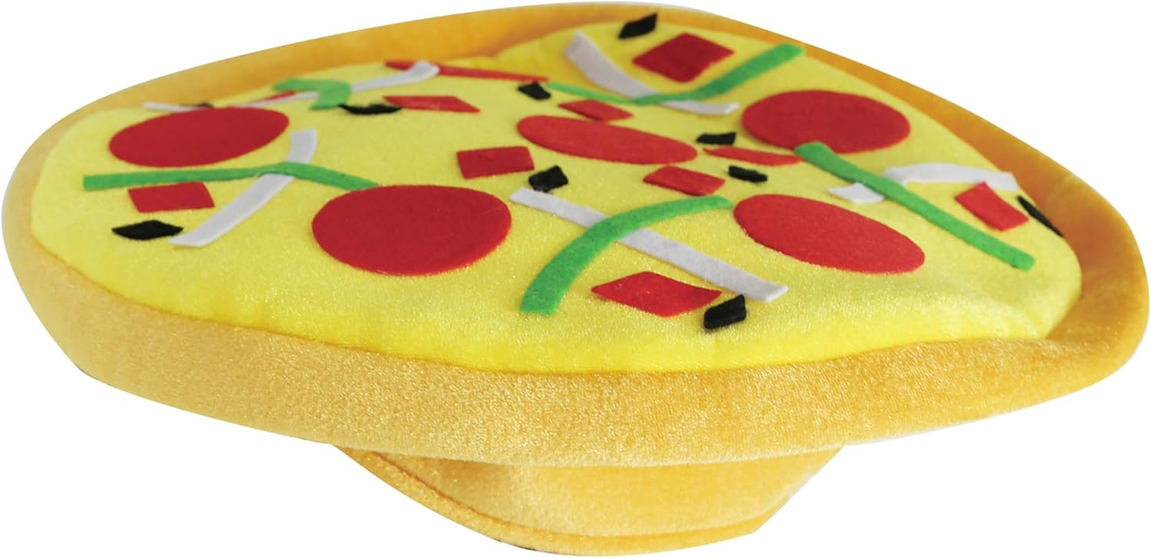 Pizza Hat - Realistic Food Costume Headwear with Cheese & Toppings - Fun Party Costume Accessory for Adults -Ideal for Themed Parties, Events & Festivals