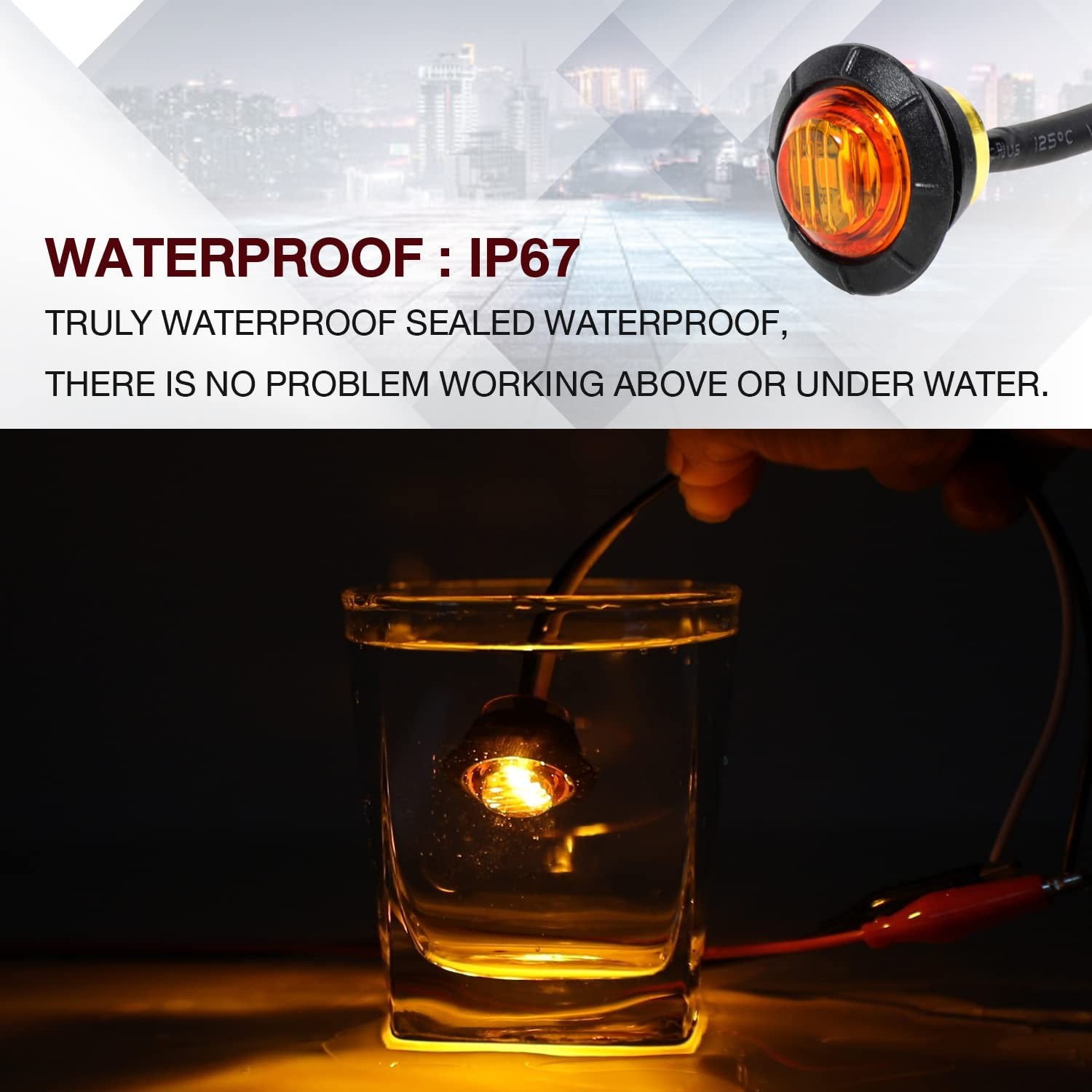 (Pack of 20) TMH 3/4" Inch Mount 10 Pcs Amber + 10 Pcs Red LED Clearance Bullet Marker Lights, Side LED Marker Lights for Trailer Truck RV Car Bus Van