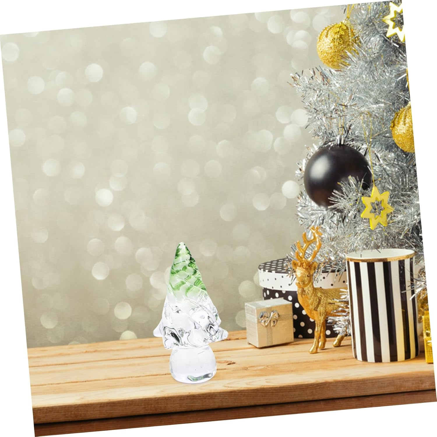 Small Christmas Tree Ornaments Crystal Christmas Tree Decorations for Home Desktop Decor for Xmas Holiday Festive Tabletop Ornament image number 2