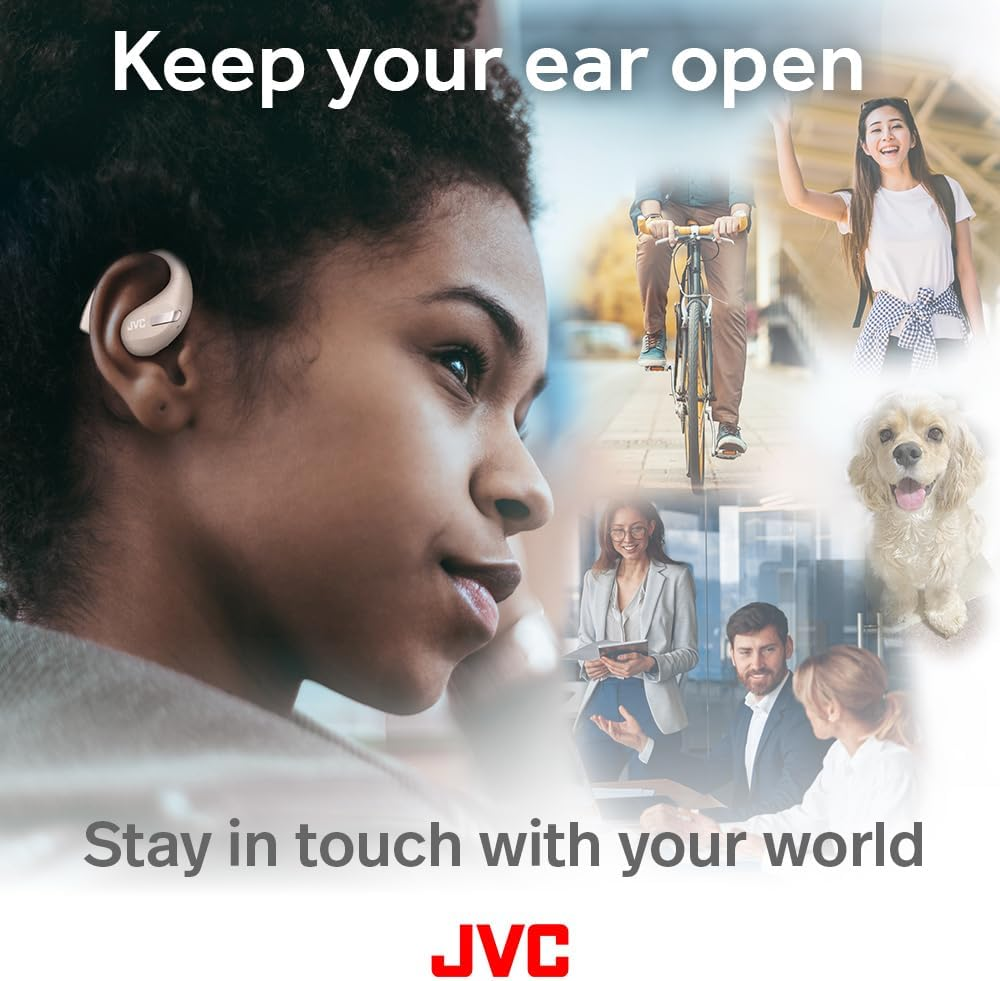 JVC Nearphones HA-NP50T-C, True Wireless Earbuds, Open Ear Design, Active Noise Reduction, Multi-Point, IPX4, Microphone Muting, 38 Hours Runtime, BT 5.3, Sand Beige image number 5