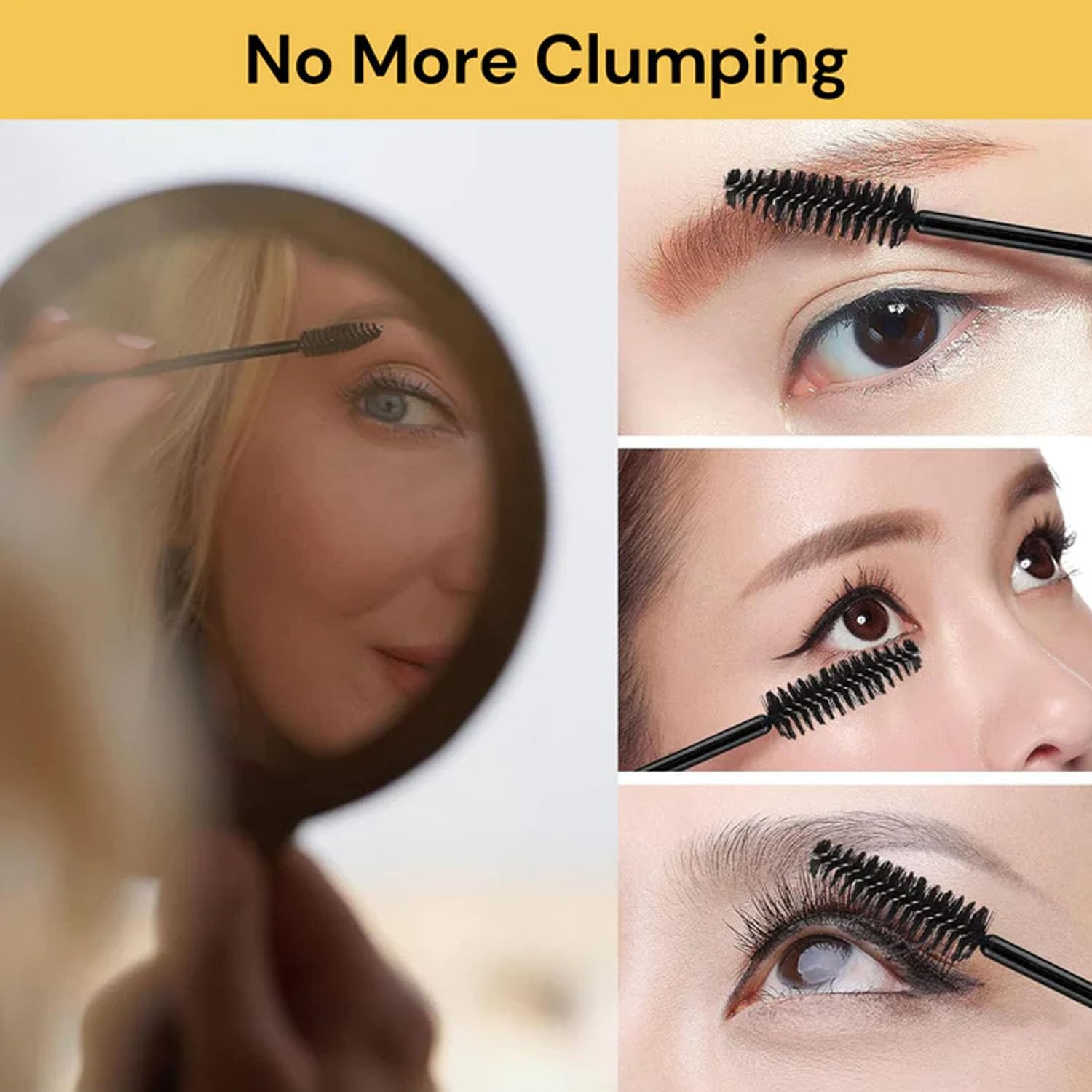 EZONEDEAL 100PCS Mascara Wands, Eyelash Brushes, Mascara Wand Applicator Makeup Kits, Extension Makeup Brush Tool, Eyelash Spoolies Brushes for Eyelash Extensions and Eyebrows (BLACK) image number 1