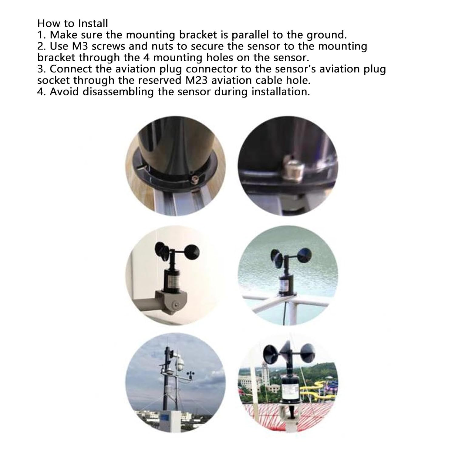 TOPINCN Wind Speed Sensor, IP64 Weatherproof, DC9 30V High Accuracy 3 Cups Anemomete, Wind Measurement Suitable for Greenhouses, Weather Stations, Industrial and Agricultural Environments