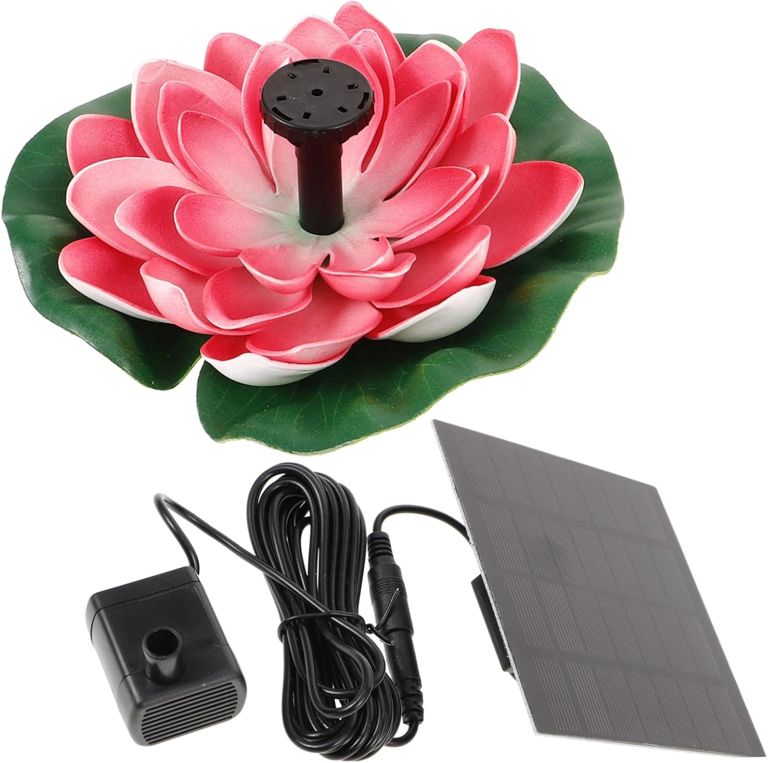 Solar Powered Floating Lotus Fountain Cherry Red Outdoor Garden Pool Decor Energy-Saving Landscaping Water Feature image number 4