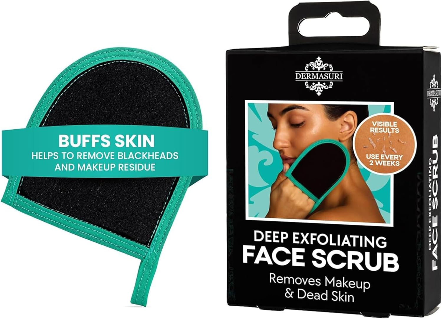 Dermasuri Exfoliating Face Scrub Mitt, Daily Dead Skin Remover for Smooth Skin, Black image number 4