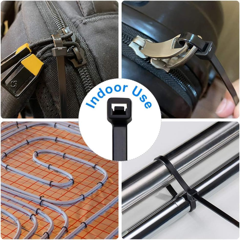 BUYLONG Cable Ties, 400 Pieces Black Various Sizes (6" + 8" + 10" + 12", Multi-Purpose Self-Locking Nylon Cable Wire Management, Plastic Wire Ties for Home, Office, Garden, Workshop - Black image number 5