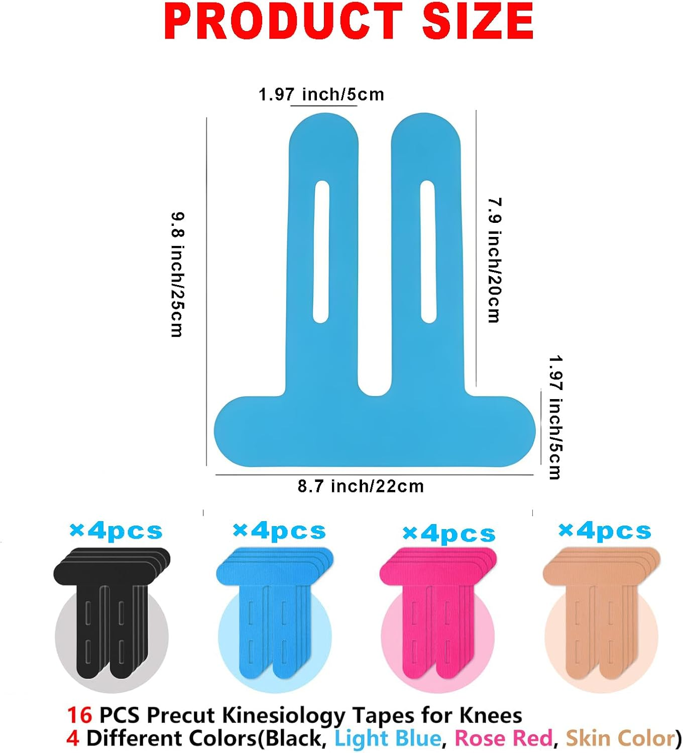 16Pcs Precut Kinesiology Tape for Knees &ndash; Breathable, Waterproof & Flexible KT Tape Strips &ndash; Joint Support for Training, Exercise & Daily Use &ndash; Suitable for Sports Enthusiasts, Seniors & Active Women image number 4