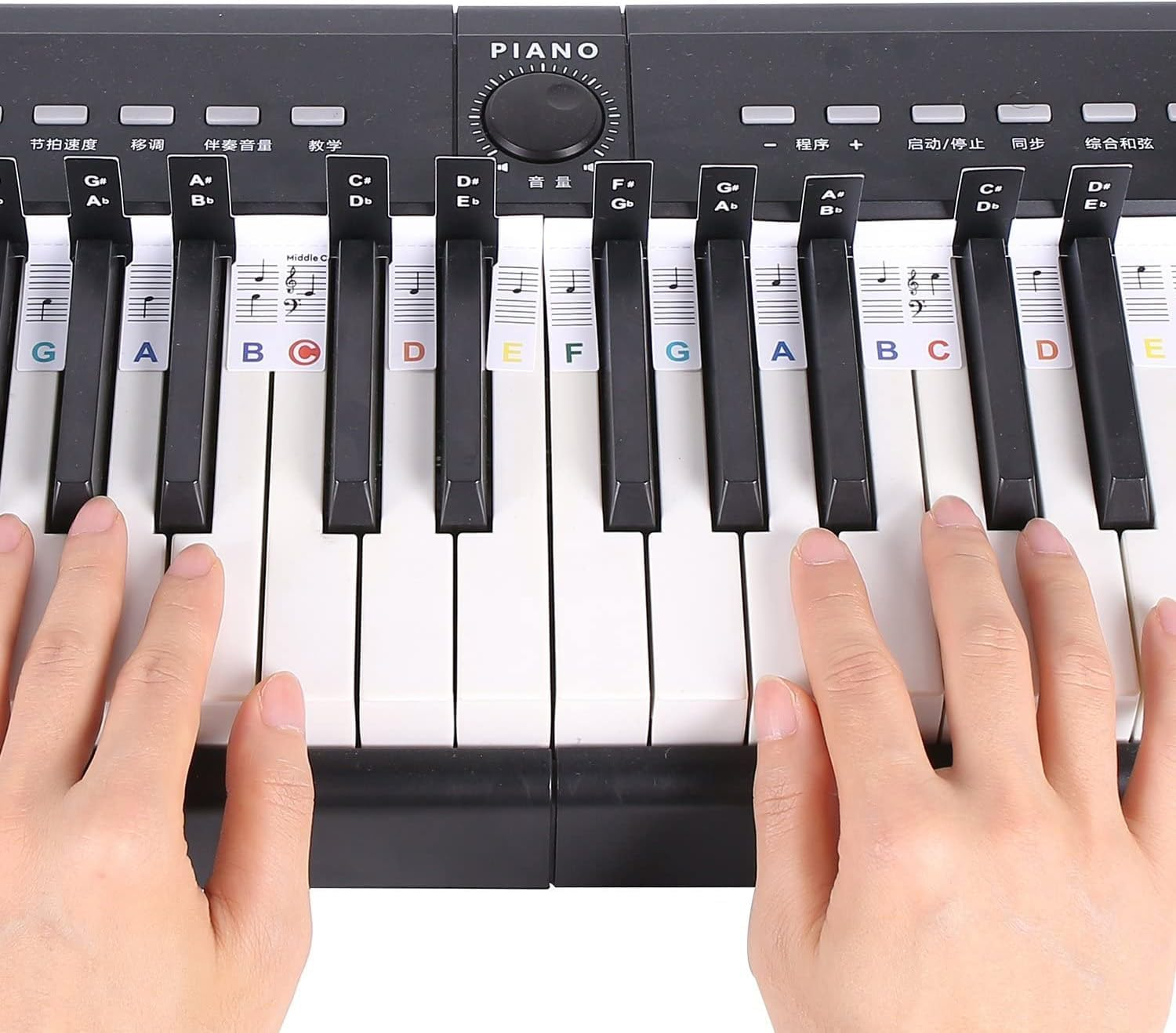 2 PCS 88 Keys Removable Piano Key Labels Piano Keyboard Stickers Piano Notes Marker for Beginners Students Black+White image number 3