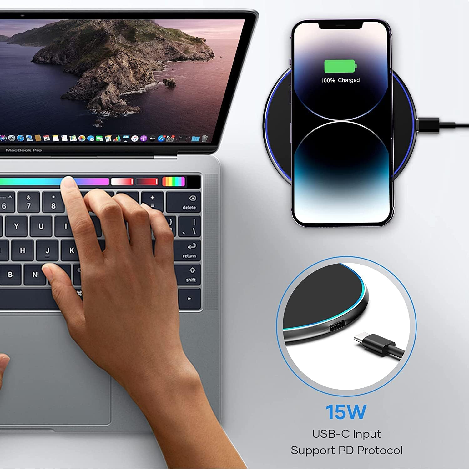 POWERIVER Wireless Fast Charger, Qi Induction Charger Compatible with Iphone 14/15/13/12/11/ Pro/Xs Max/Xr/Xs/X, Airpods 2/3/Pro, Samsung Galaxy S23/S22/S21/S10/S9/S8/Note 20/10