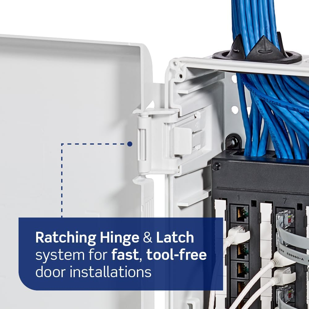 Leviton 14" Wireless Structured Media Center Vented Hinged Door Only - Plastic, White image number 2
