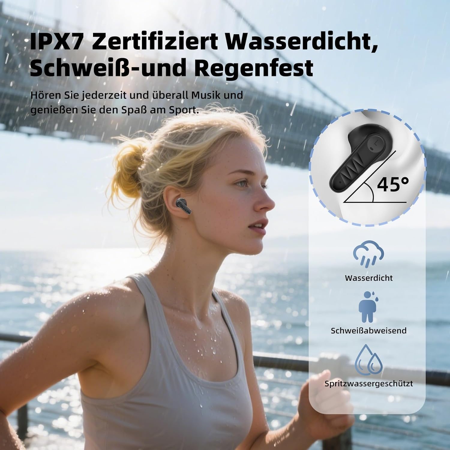 Bluetooth Headphones, 2025 In-Ear Headphones Wireless Bluetooth 5.3 with 4 Microphones, ENC Noise Reduction Wireless Headphones, IPX7 Waterproof, 36 Hours Playtime, Hifi Stereo, LED Display, USB-C image number 2