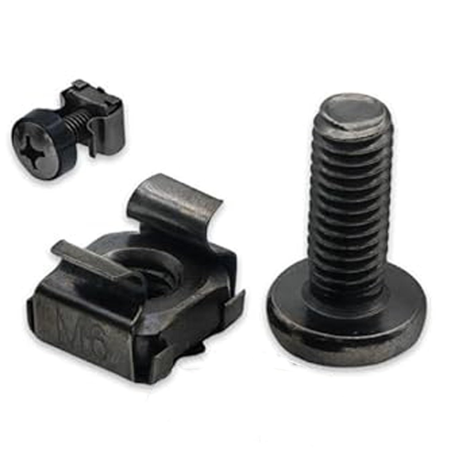 Shengsenfu 100Pcs/200Pcs M5 M6 Cage Nuts Screws and Washers Set - Metric Square Hole Hardware for Server Racks, Cabinets & Shelves, Black Upgraded Box for Routers and Rack Mount Accessories image number 3